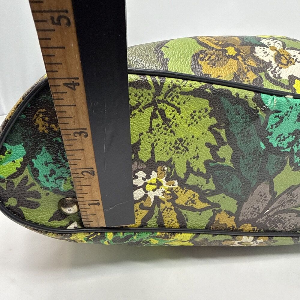 Vintage 60s 70s Shopping Tote Bag Vinyl Plastic Boho Hippie Flower Power MCM 14” - Picture 3 of 15
